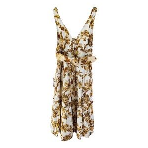Shona Joy White and Brown Floral Dress